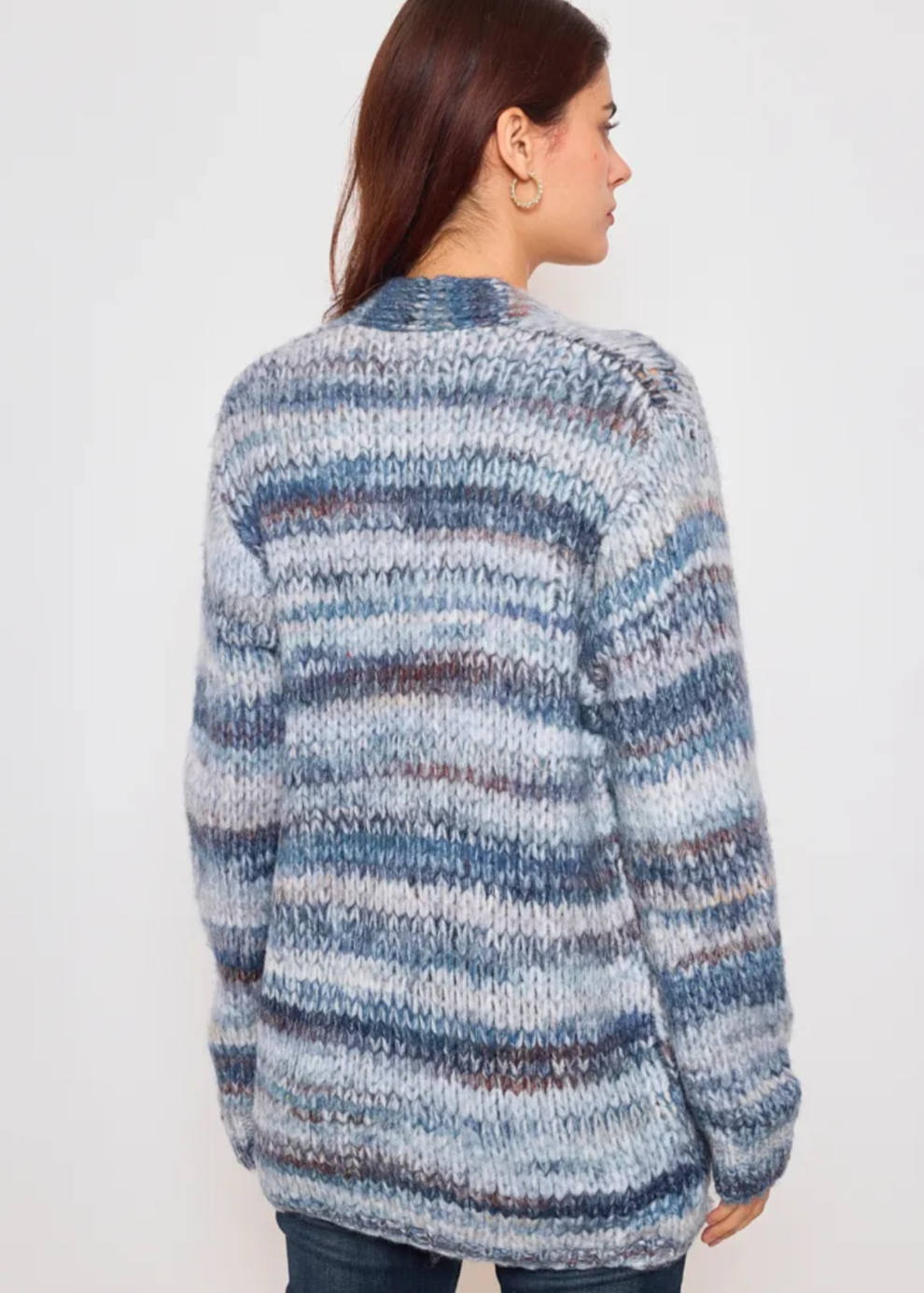 Gilet tricot couleur bleu dégradée