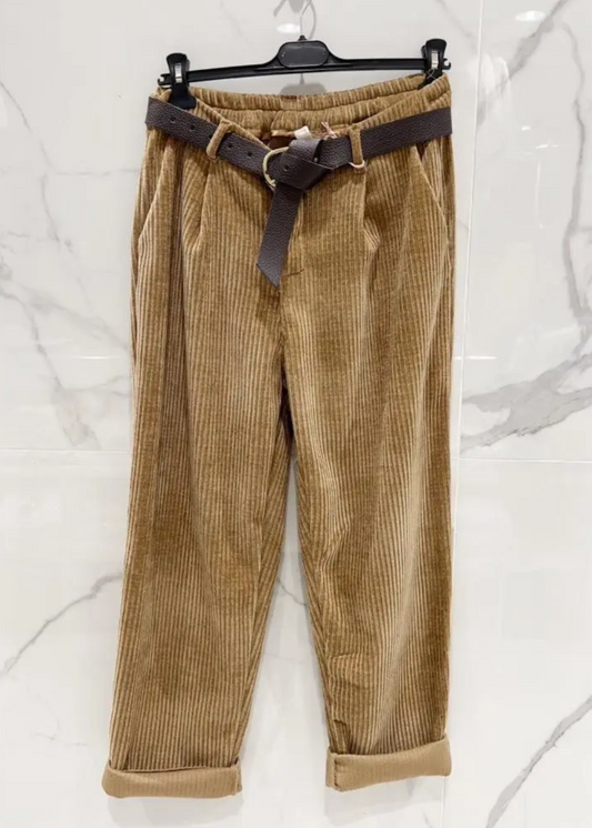 Pantalon en velours Camel