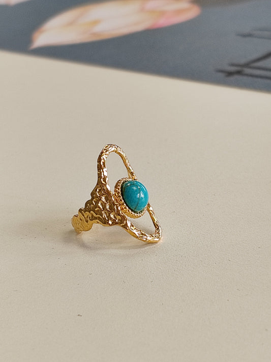 Bague réglable en Acier inoxydable avec pierre naturelle Vogue N°8