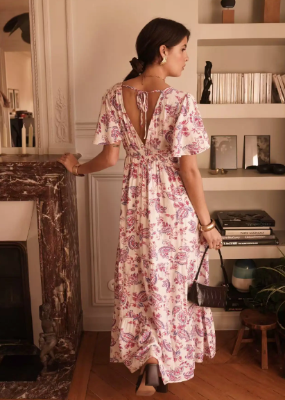 Robe longue imprimée cachemire 