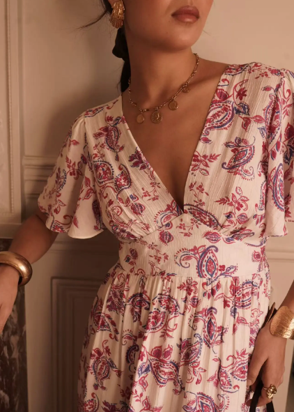 Robe longue imprimée cachemire 