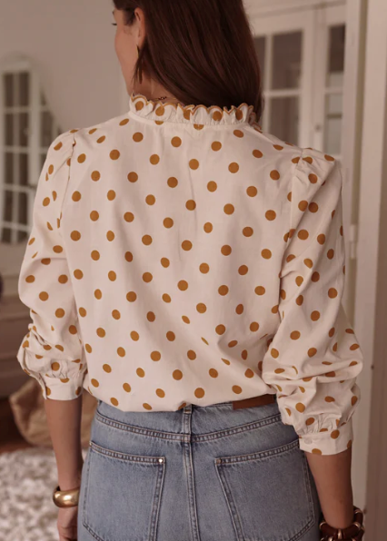 blouse romantique pois dorés 