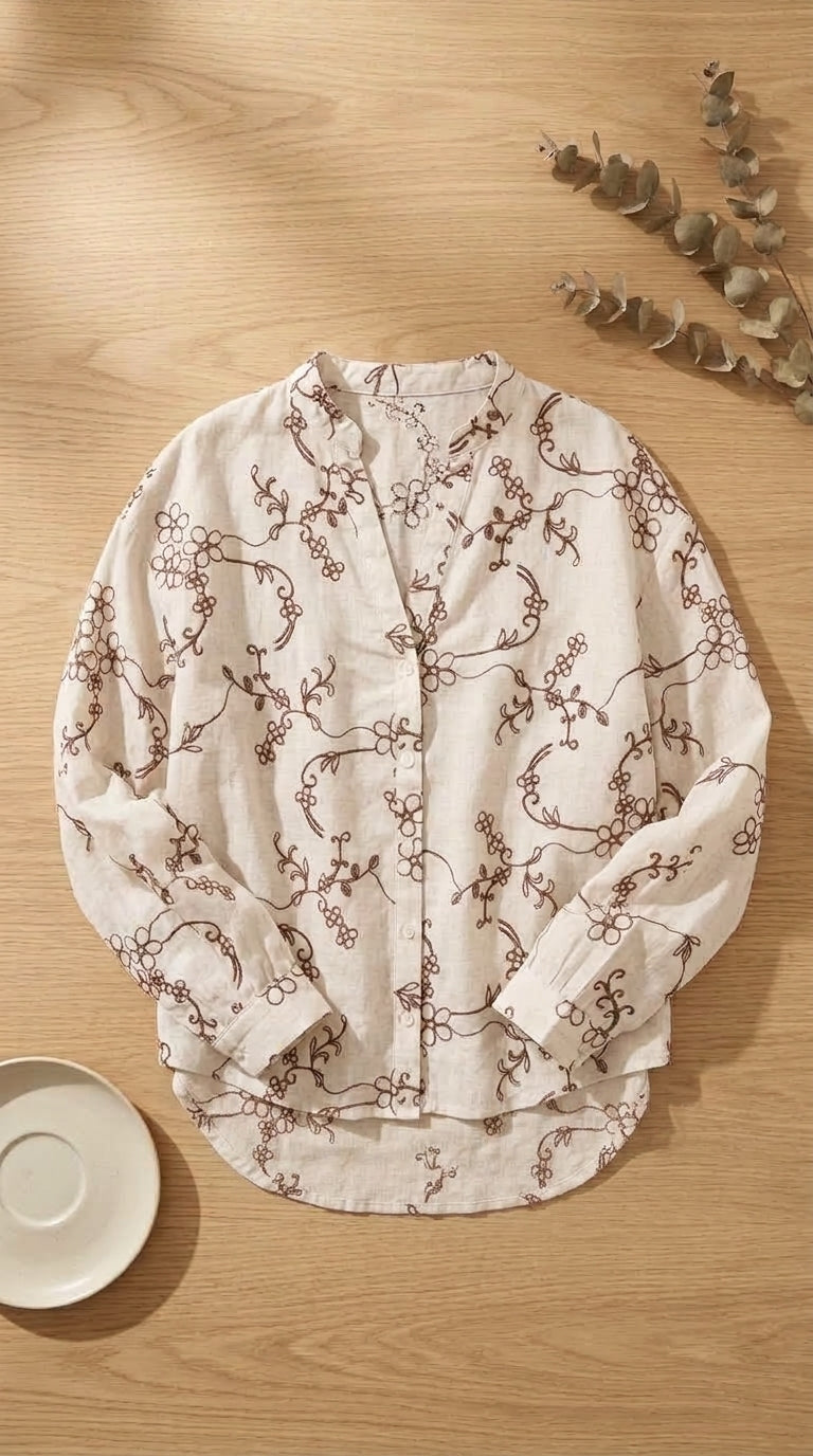 Blouse brodée en laine — Flat Lay - Styled | Generated by Modelize
