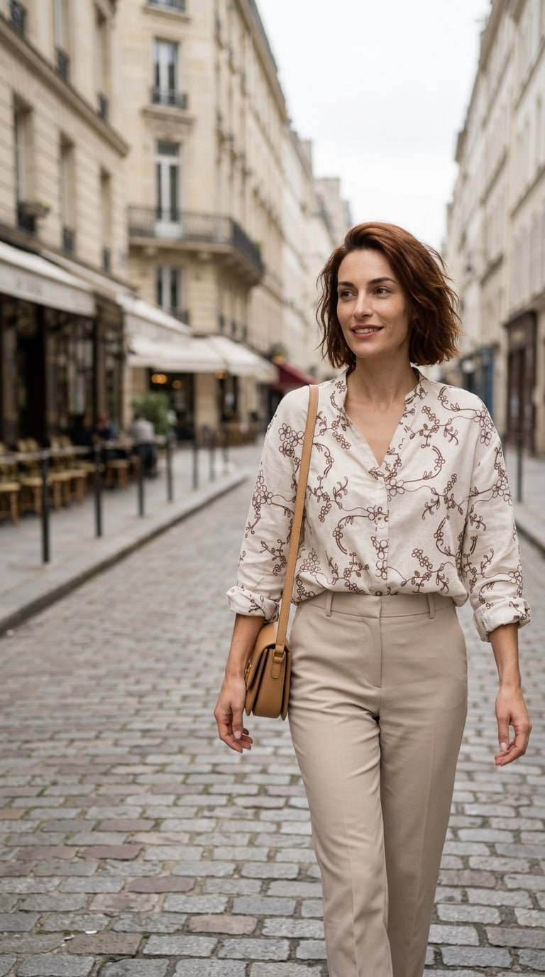 Embroidered blouse — On Model - Street Style | Generated by Modelize