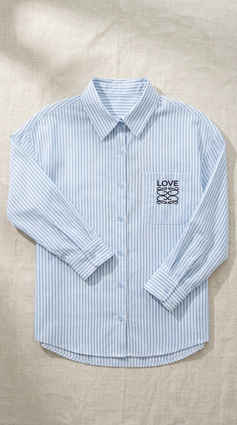 Long-sleeved button-down shirt — Flat Lay - Plated Food | Generated by Modelize