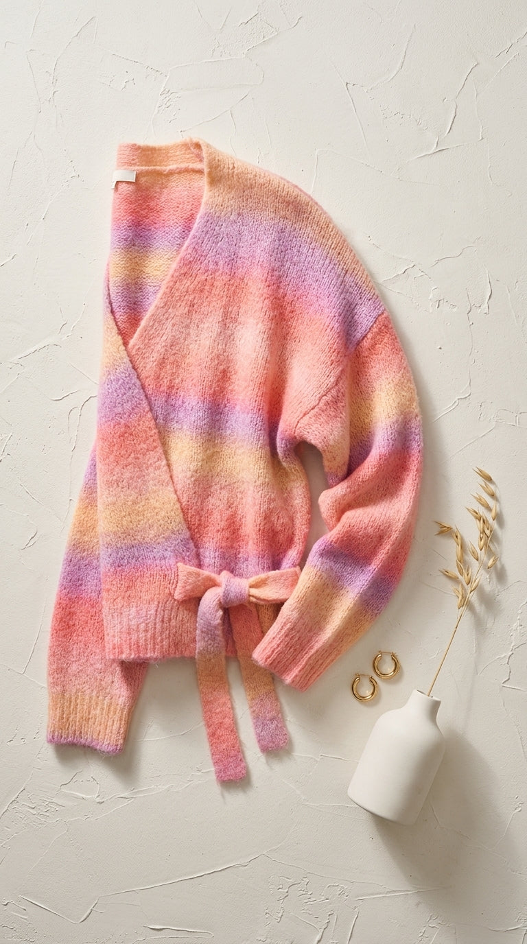 Wrap cardigan — Flat Lay - Styled | Generated by Modelize
