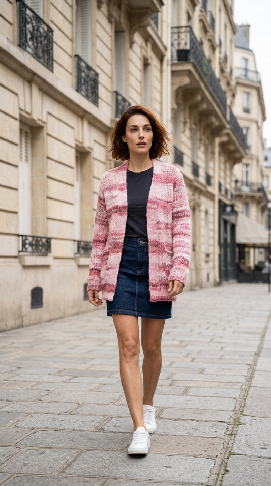 Knit cardigan — On Model - Street Style | Generated by Modelize