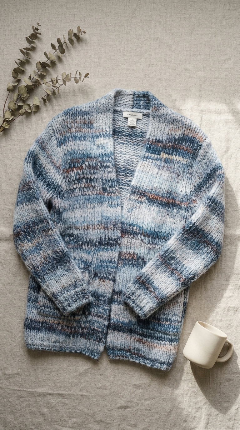 Chunky knit cardigan — Flat Lay - Styled | Generated by Modelize