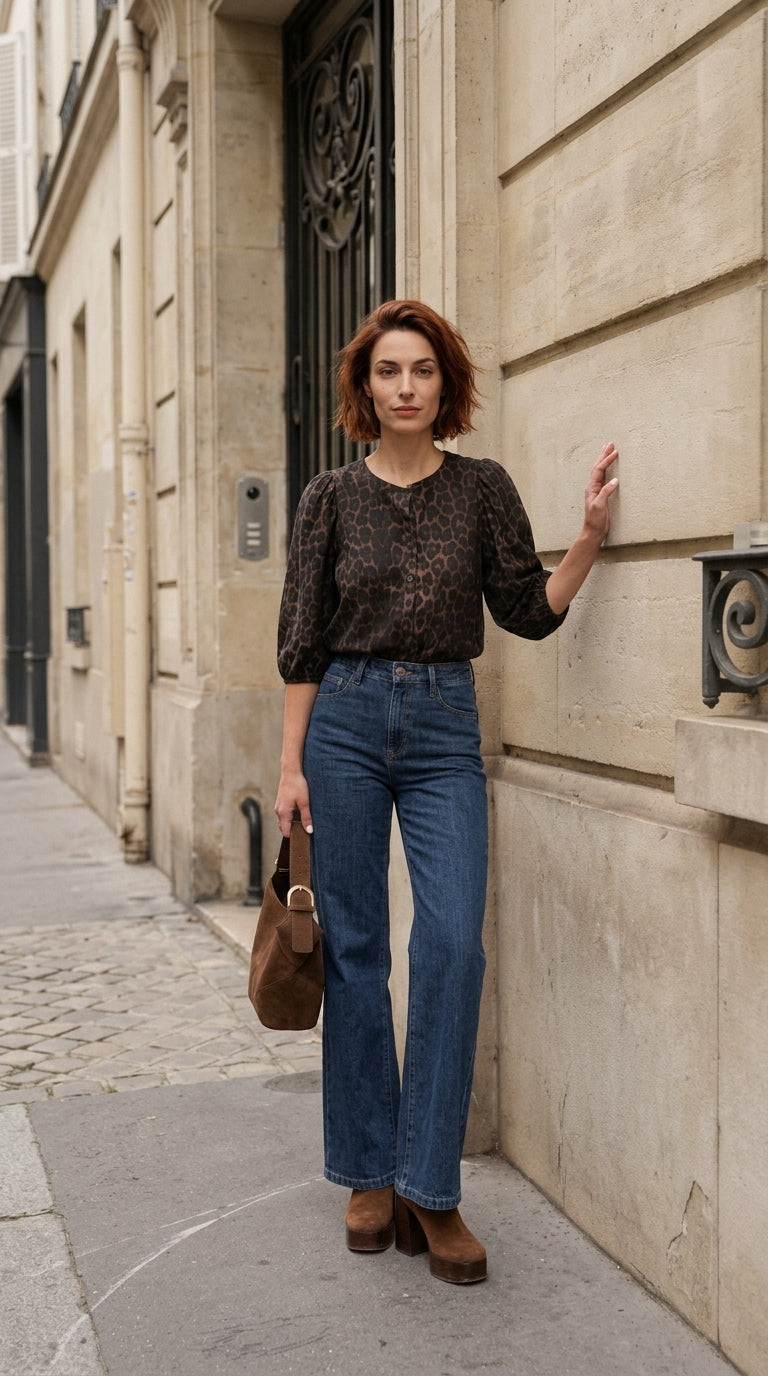 High-waisted wide-leg jeans — On Model - Street Style | Generated by Modelize