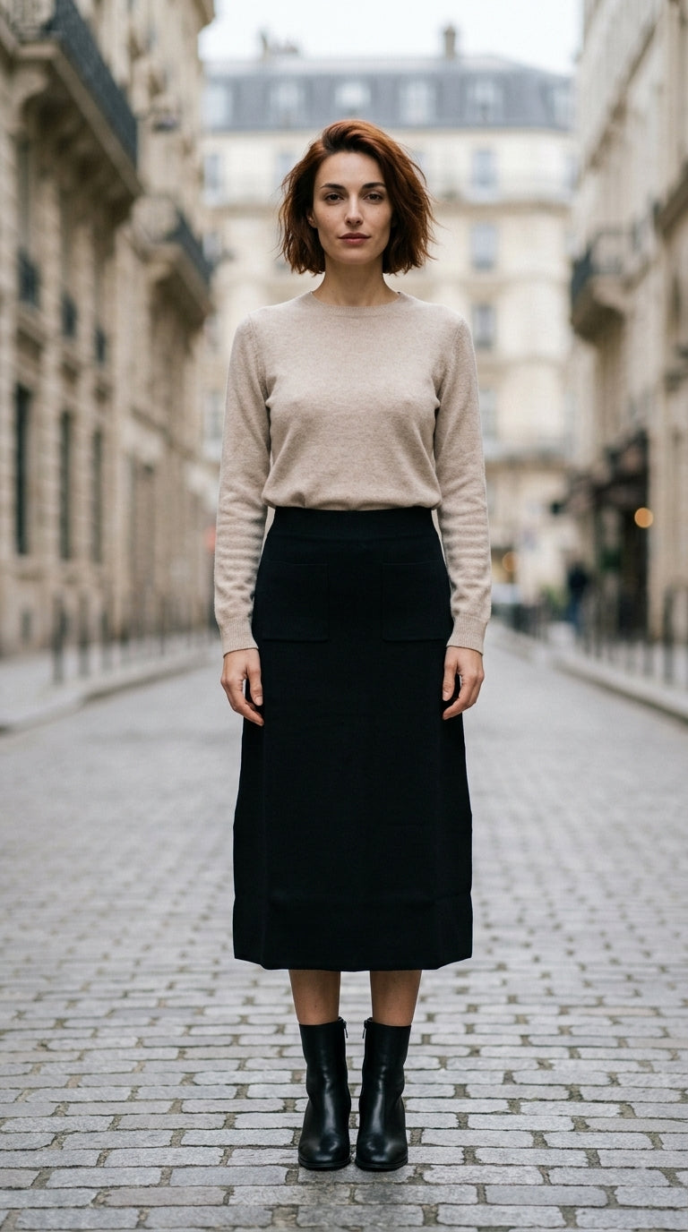 Midi skirt — On Model - Outdoor | Generated by Modelize
