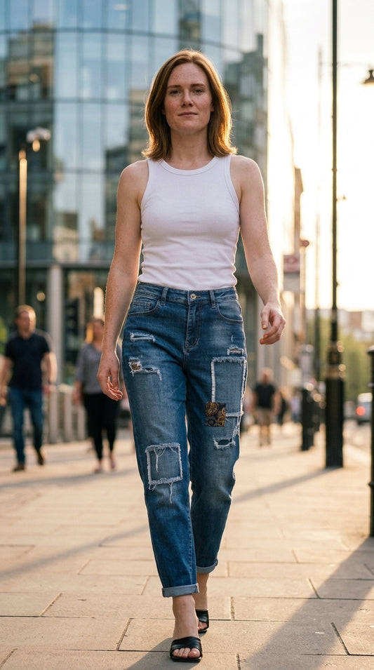 Oversize Distressed Jeans — On Model - Street Style | Generated by Modelize