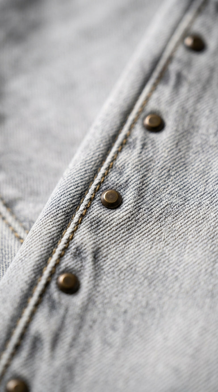 Studded denim pants — Detail - Stitch Macro | Generated by Modelize
