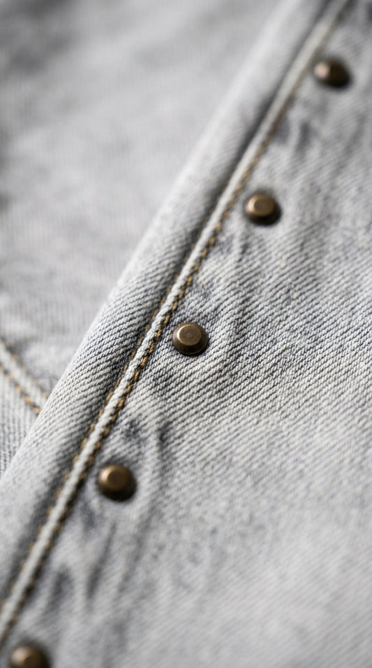 Studded denim pants — Detail - Stitch Macro | Generated by Modelize