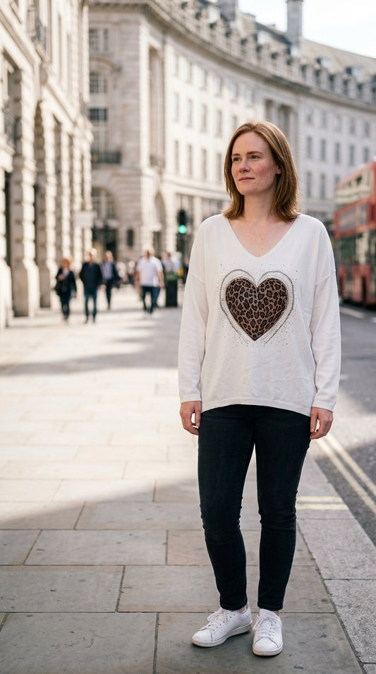 V-neck knit sweater — On Model - Street Style | Generated by Modelize
