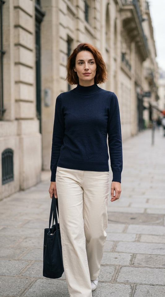 Mock neck sweater — On Model - Street Style | Generated by Modelize