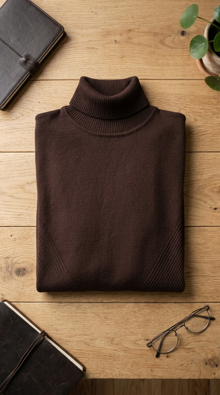 Turtleneck Sweater — Flat Lay - Styled | Generated by Modelize