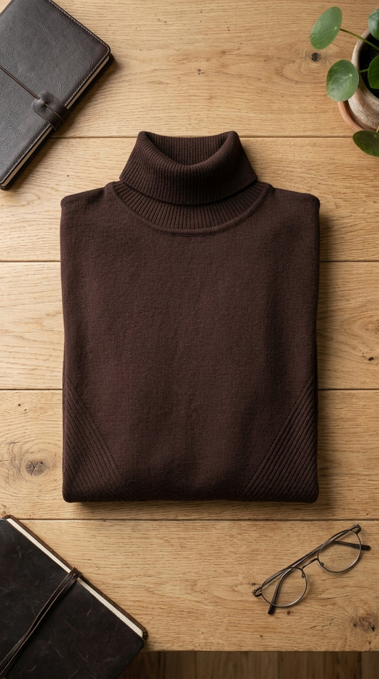 Turtleneck Sweater — Flat Lay - Styled | Generated by Modelize