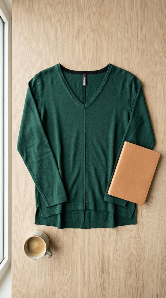 V-neck sweater — Flat Lay - Styled | Generated by Modelize