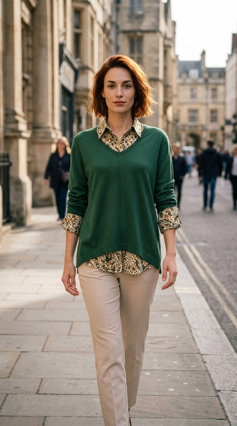 V-neck sweater — On Model - Street Style | Generated by Modelize