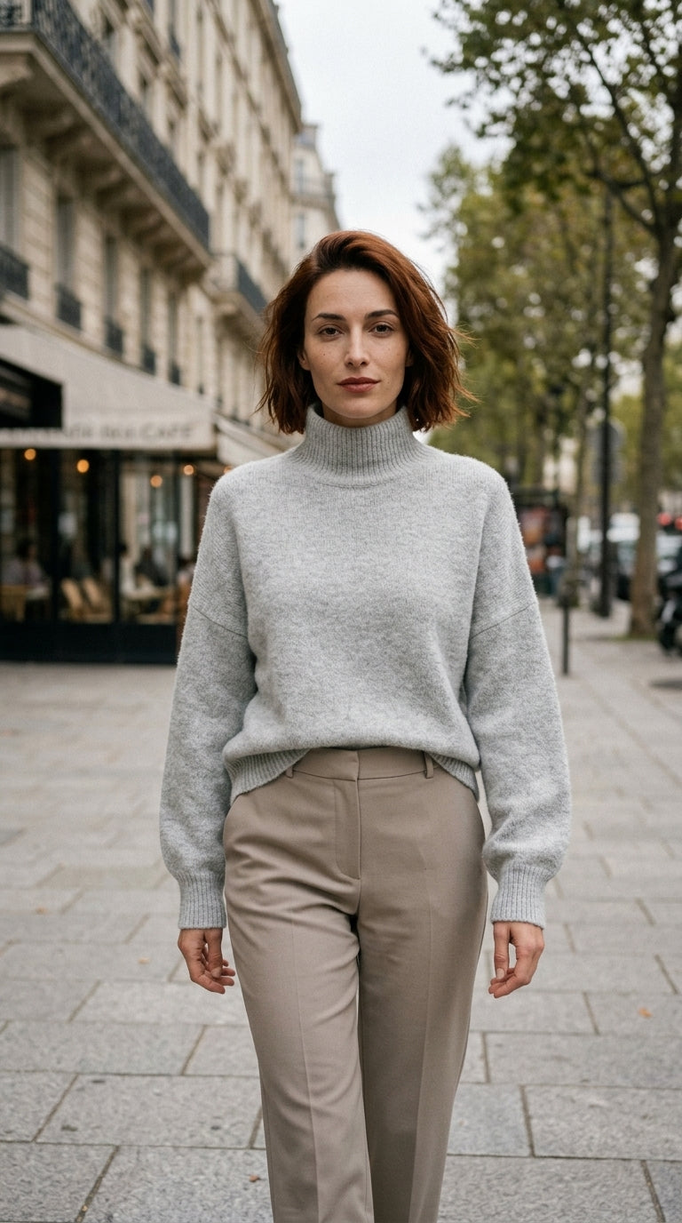 mock neck sweater — On Model - Street Style | Generated by Modelize