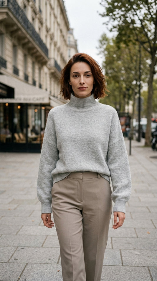 mock neck sweater — On Model - Street Style | Generated by Modelize