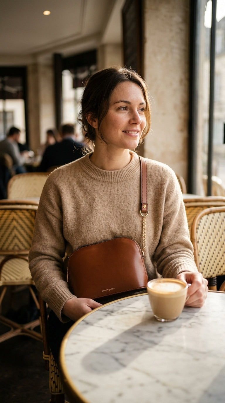 Crossbody handbag — Lifestyle - Cafe Outfit | Generated by Modelize