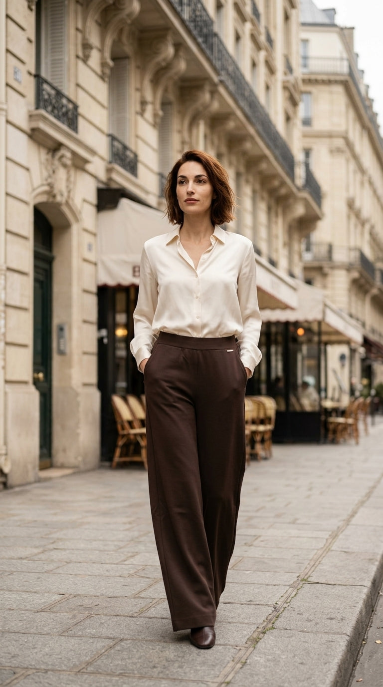 wide-leg trousers — On Model - Street Style | Generated by Modelize
