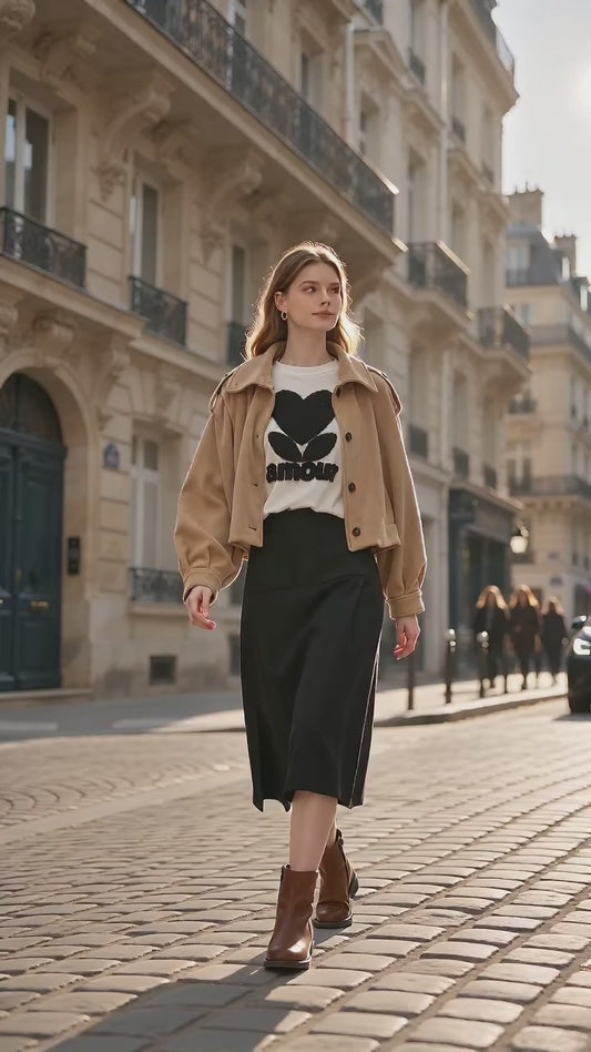Look Complet – Jupe + T-shirt + Bomber