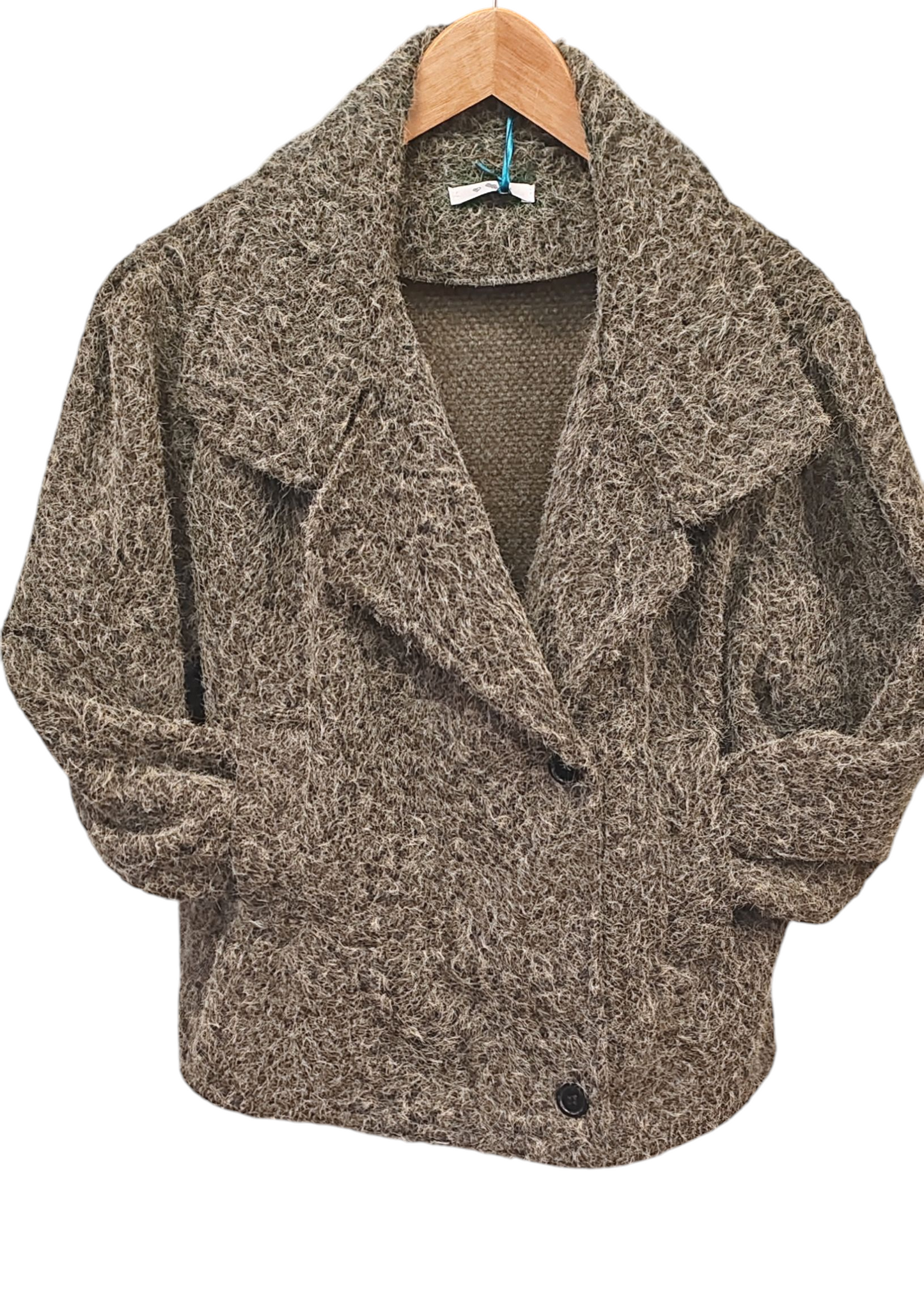 Veste en laine kaki à manches longues – Style naturel et chaleur élégante Vogue N°8