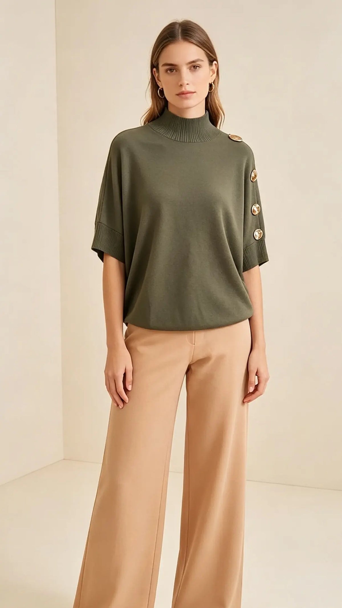 Pull à manches courtes décontracté avec boutons métallisés – Style chic et confortable Vogue N°8