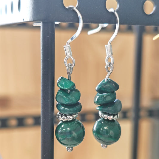 Stainless steel earrings with natural stones
