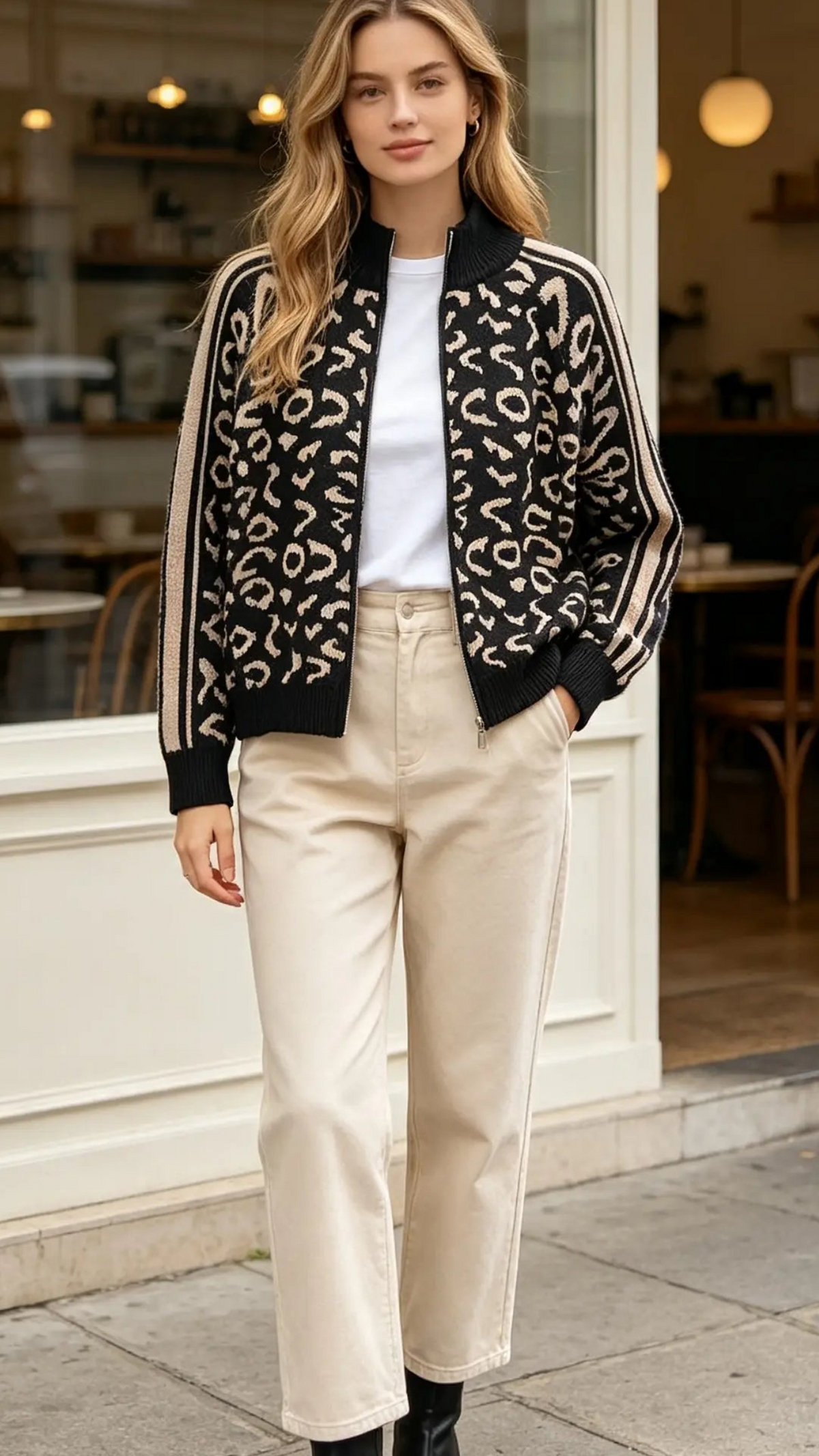 Cardigan zippé femme zippé - Noir
