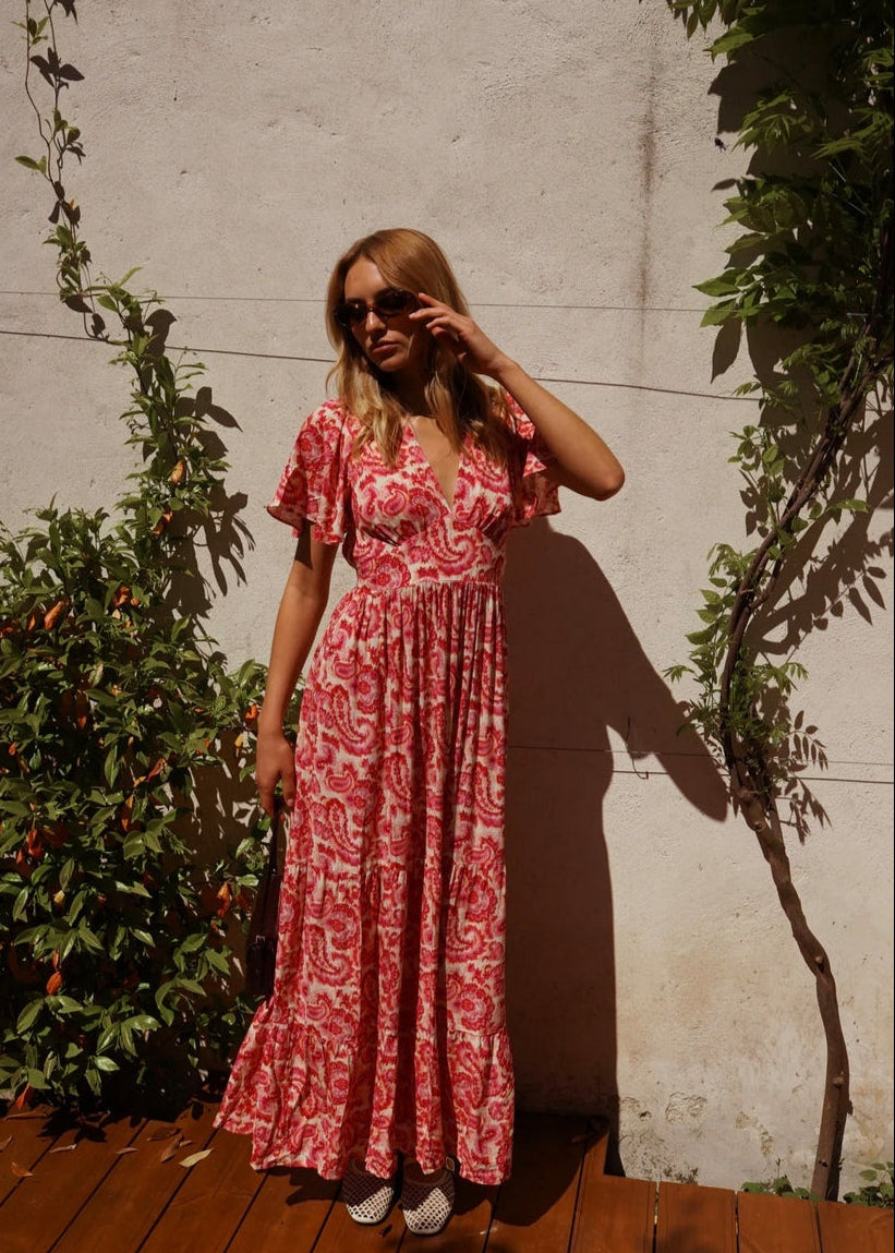 Robe longue imprimée fleurie taille Curvy