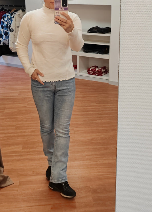 Pull en maille, Col montant ondulé, Blanc