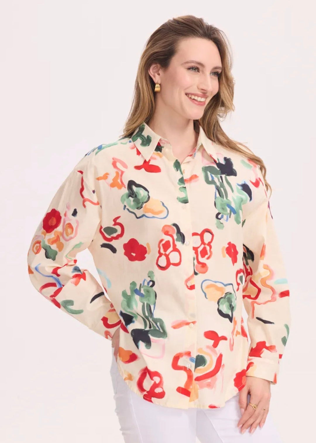 Chemise en coton imprimée printanière – Légère & élégante