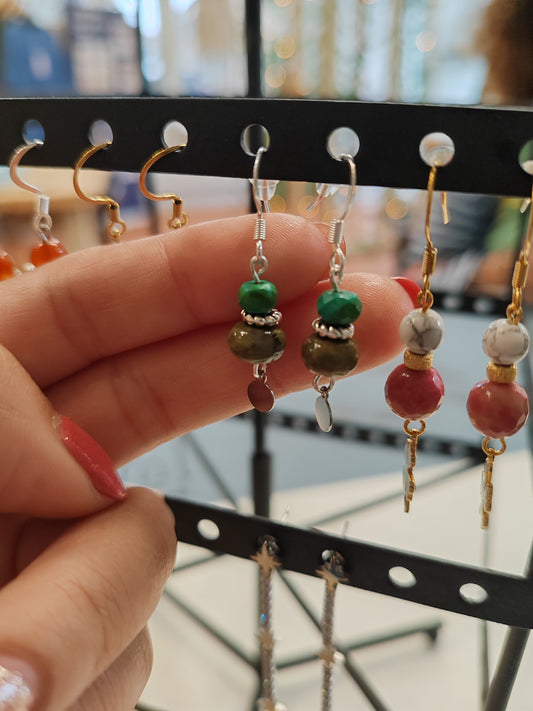 Boucle d'oreille artisanale en pierre naturelle Vogue N°8