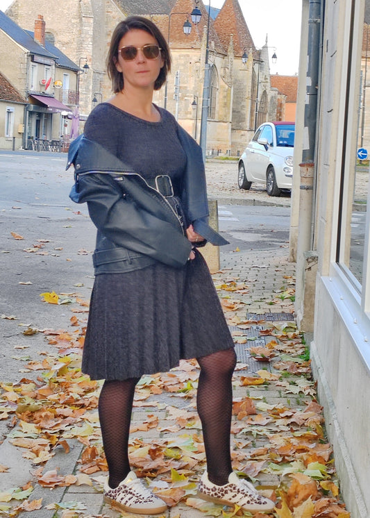 Robe en lainage gris femme – Taille unique stylée & élégante Vogue N°8