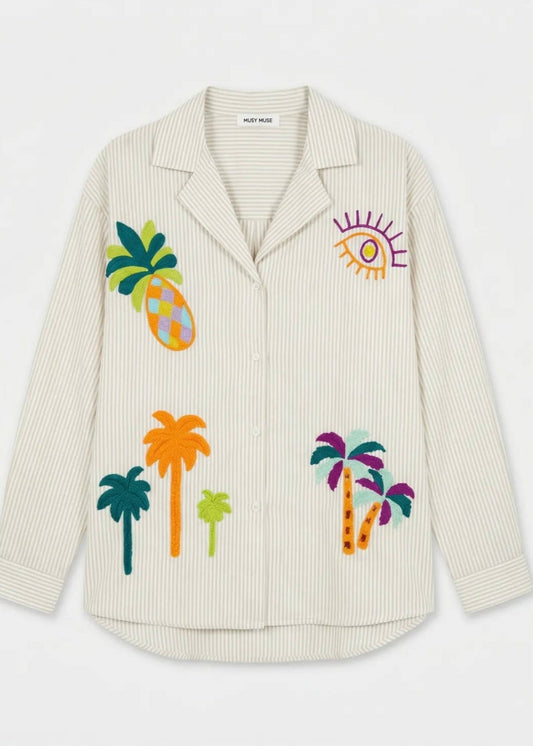 Chemise printemps été à motifs palmier & ananas