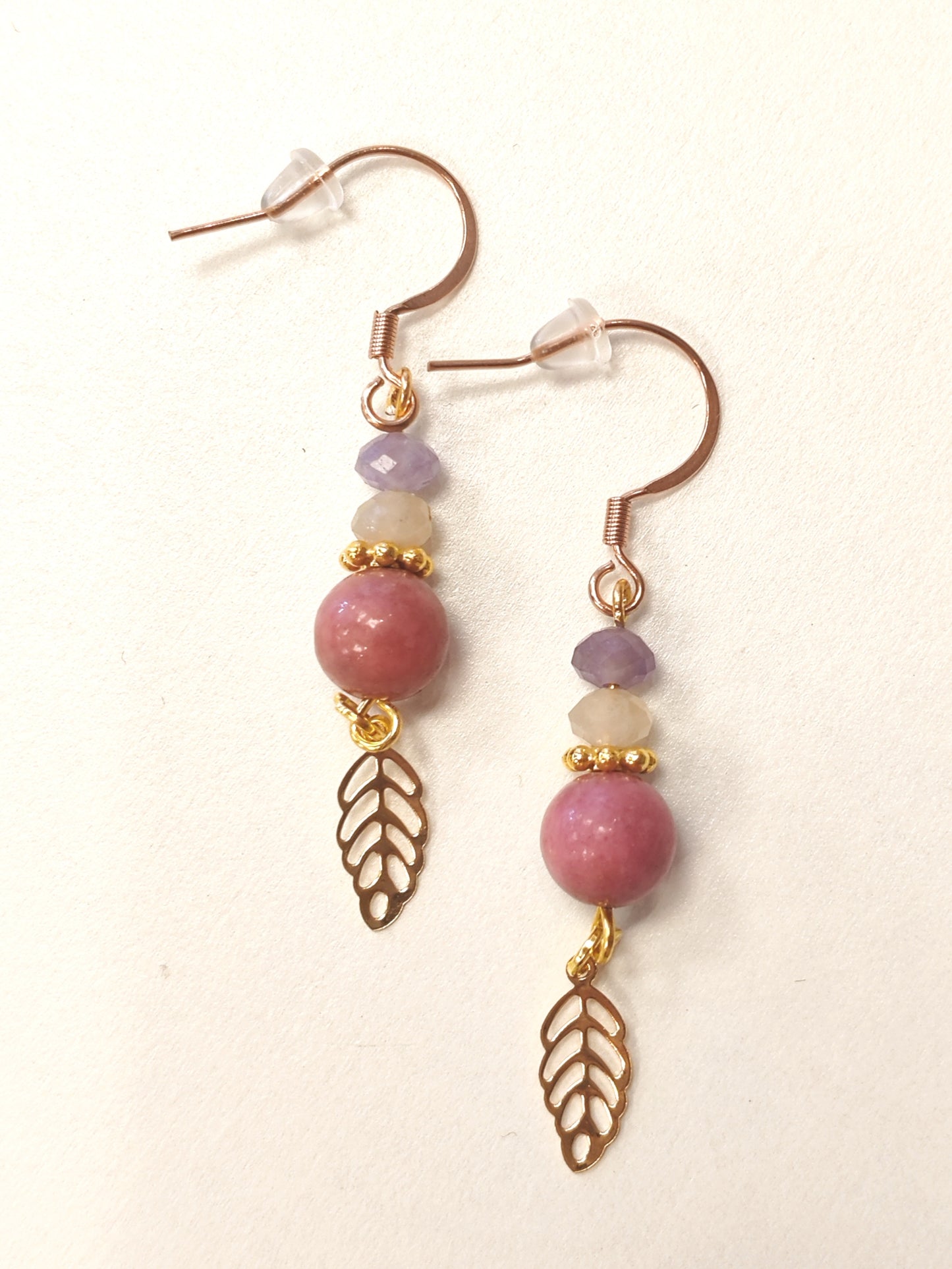 Stainless steel earrings with natural stones