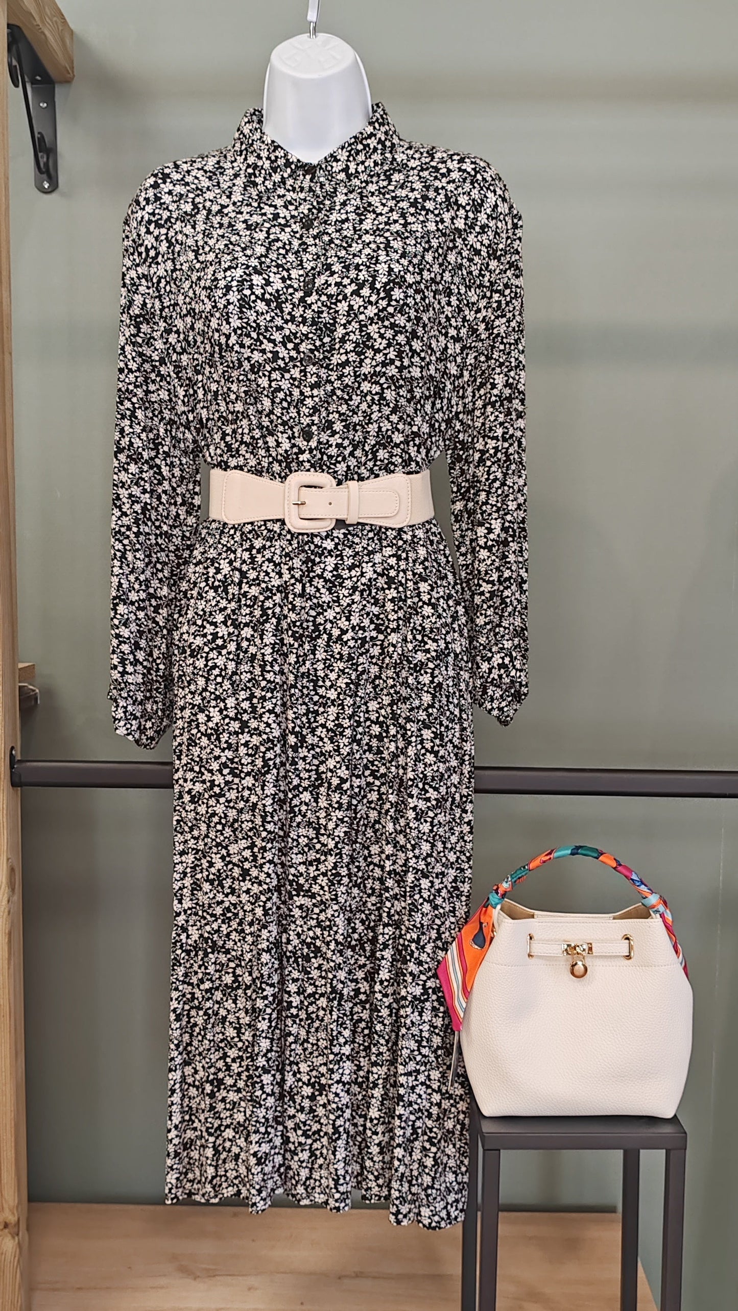 Robe midi viscose à fleur coupe fluide
