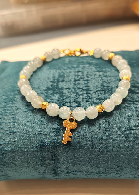 Bracelet en Pierre naturelle Aiguë Marine Vogue N°8