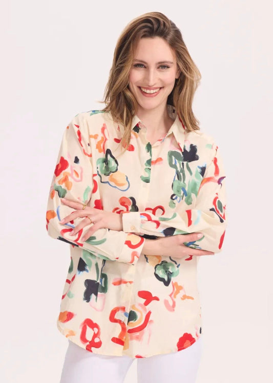 Chemise en coton imprimée printanière – Légère & élégante