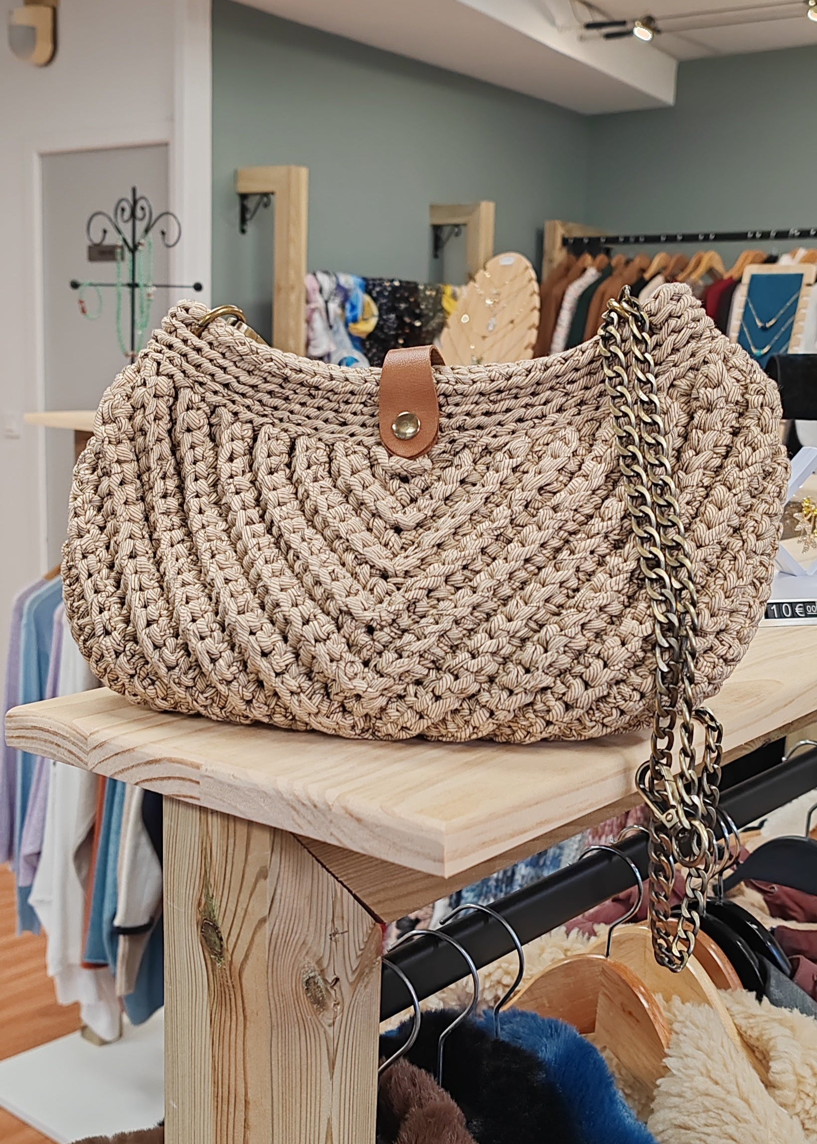 Sac à main au crochet Beige Vogue N°8