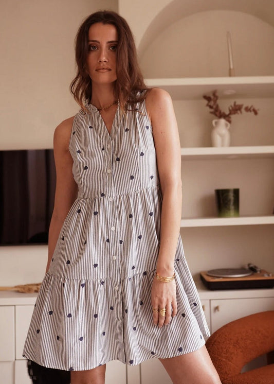Robe rayures fines bleues