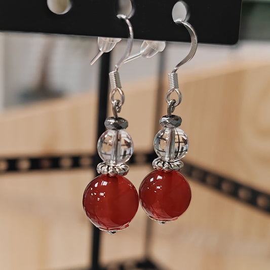 Stainless steel earrings with natural stones