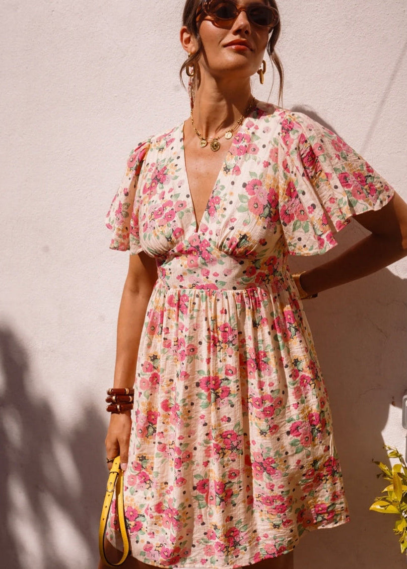 Robe courte fleurie taille Curvy