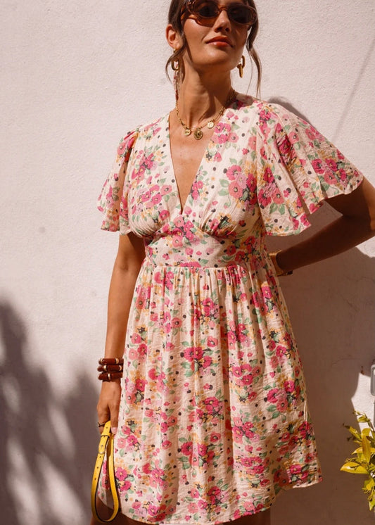 Robe courte fleurie taille Curvy