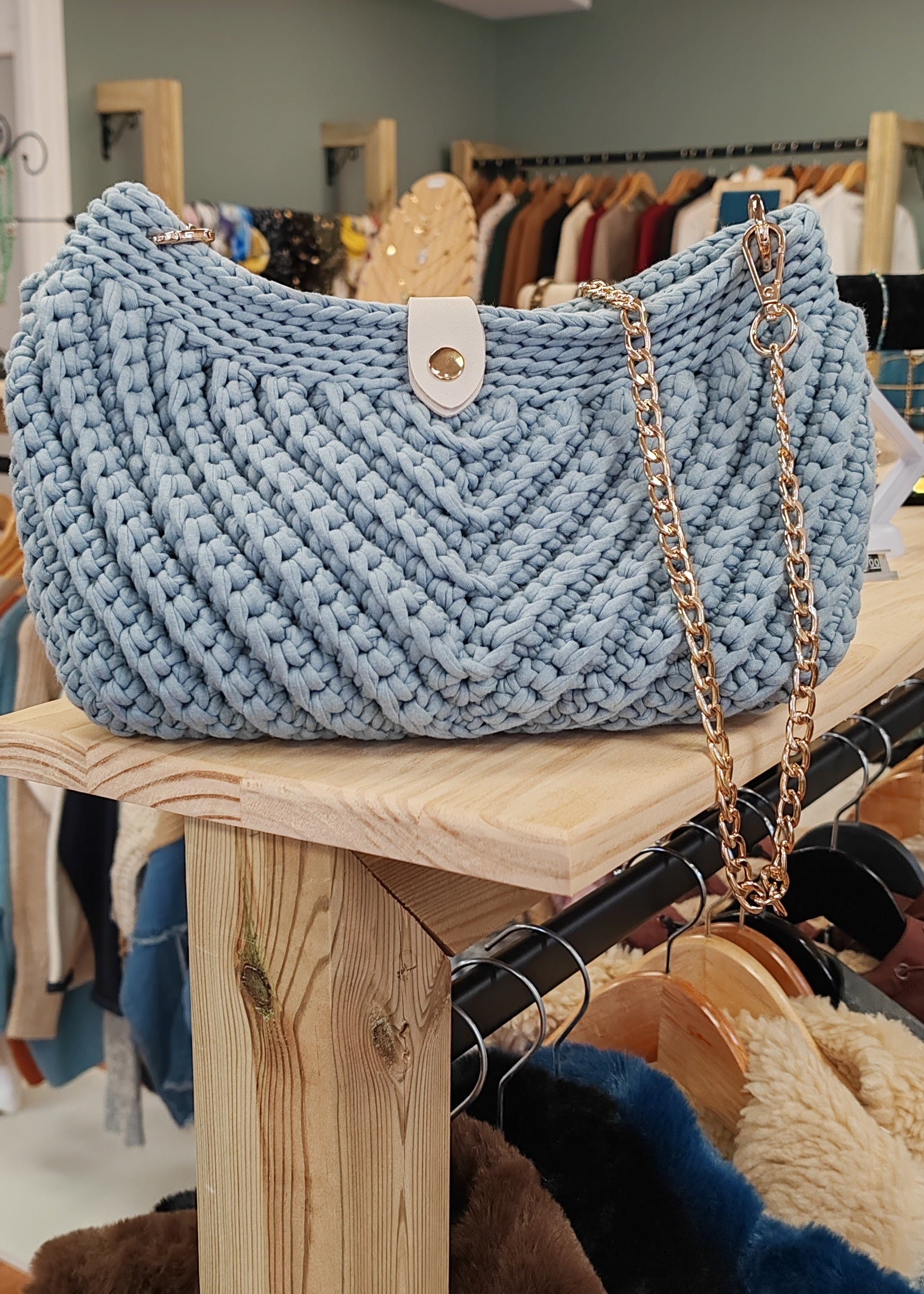 Sac à main au crochet Bleu turquoise Vogue N°8