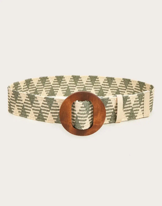 Ceinture élastique raphia avec boucle rond bois Vogue N°8