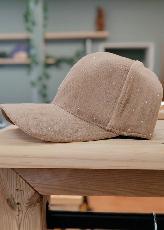 Casquette velours strass